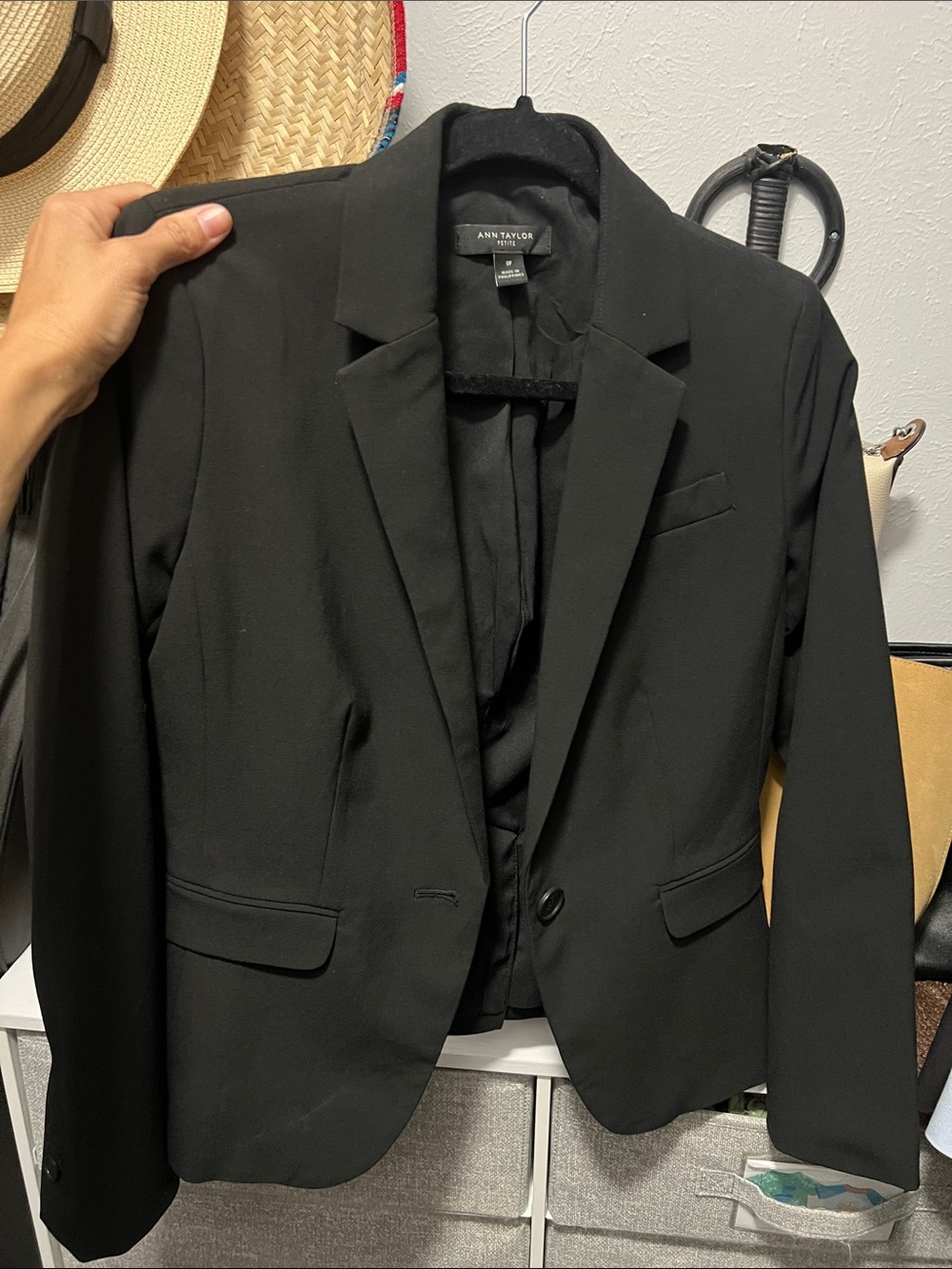 Ann Taylor Petite Black Women's Tailored Single-Button Blazer